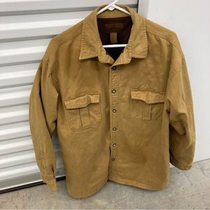 Men’s Large Brown Sherpa Lined Heavy Shirt Button Down Coat St John’s Bay